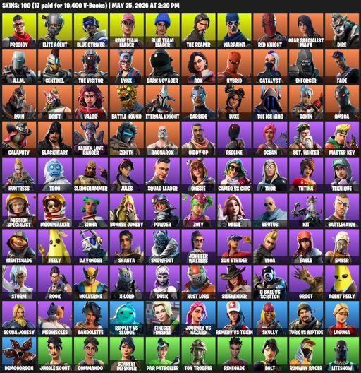 [PC/XBOX] | 100 skins | 1000 V-bucks | Take The L | OG STW | The Reaper | Elite Agent | Omega | Prodigy | Blue Striker | Rose Team Leader | Full Access