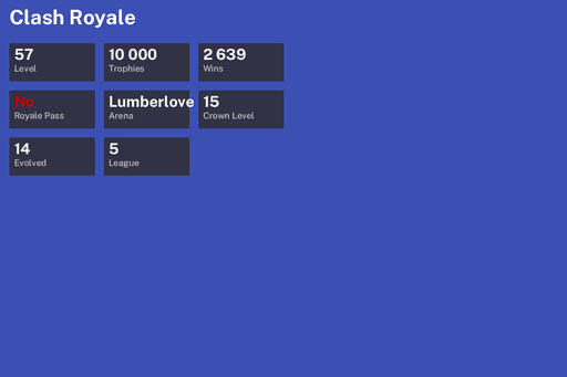 [KT15] | Level 57 | 10000 Trophies | Lumberlove Cabin | 2639 Wins | 14 Evol. | BS Lv.49 | Full Access