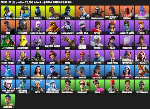 [PC/PSN/XBOX] | 61 skins | Travis Scott | Lara Croft | Point Patroller | Cloud Striker | Sultura | Fixer | Midas | Mandalorian | Gear Specialist Maya | Full Access