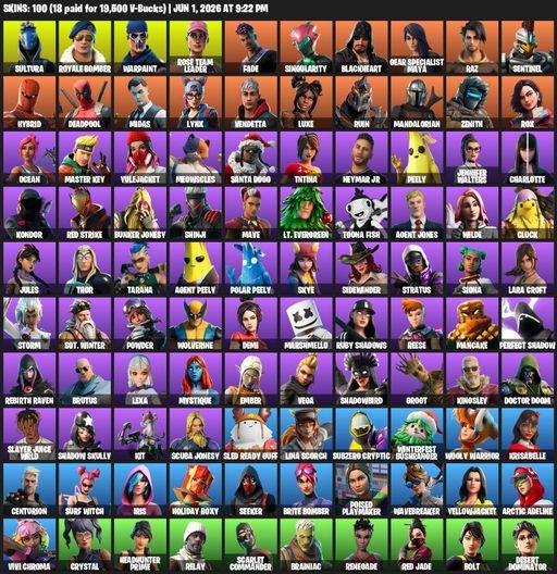 [PC/XBOX] | 100 skins | Leviathan Axe | OG STW | Lara Croft | Reaper Axe | Sultura | Royale Bomber | Warpaint | Rose Team Leader | Fade | Singularity | Full Access