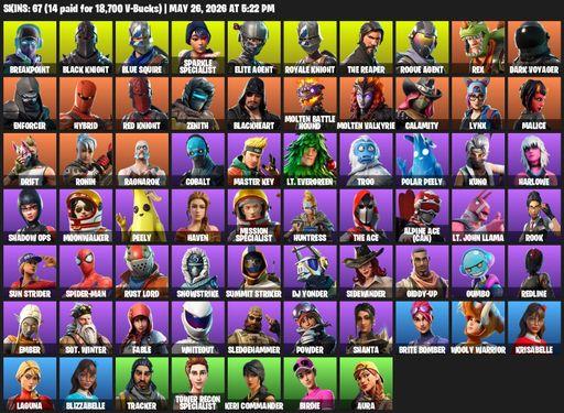 [PC/PSN] | 67 skins | 750 V-bucks | Floss | Take The L | Black Knight | Sparkle Specialist | Royale Knight | The Reaper | Elite Agent | Blue Squire | Full Access