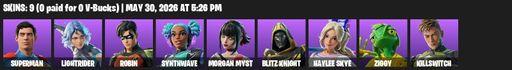 [PC/PSN] | 9 skins | Superman | Lightrider | Robin | Synthwave | Morgan Myst | Blitz Knight | Haylee Skye | Ziggy | Killswitch | Storm's Maw | Full Access