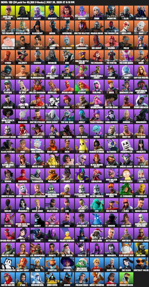 [PC/PSN] | 189 skins | OG STW | Galaxy | Omega | Lara Croft | Rose Team Leader | Darth Vader | Warpaint | Valor | Kymera | Torin | Predator | A.I.M. | Full Access