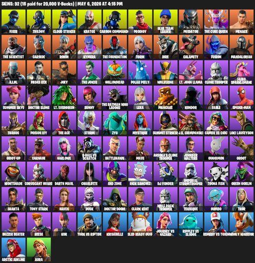 [PC] | 92 skins | Leviathan Axe | Reaper Axe | Fixer | Trilogy | Cloud Striker | Kratos | Carbon Commando | Prodigy | Blue Team Leader | Predator | Full Access