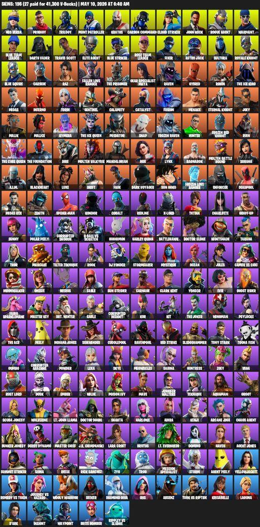 [PC] | 195 skins | 800 V-bucks | Leviathan Axe | Take The L | OG STW | Travis Scott | Royale Knight | Elite Agent | Blue Squire | Lara Croft | Full Access