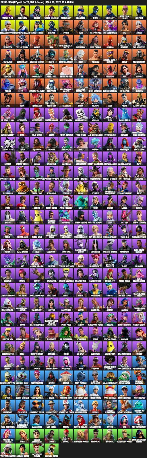 [PC] | 304 skins | OG STW | Lara Croft | Victor Elite | John Wick | Xander | World Warrior | Breakpoint | Neo Versa | Fixer | Warpaint | Full Access