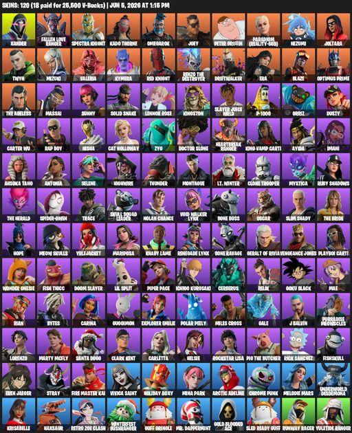 [PC] | 120 skins | Xander | Fallen Love Ranger | Spectra Knight | Kado Thorne | Omegarok | Joey | Peter Griffin | Paradigm (Reality-659) | Nezumi | Full Access