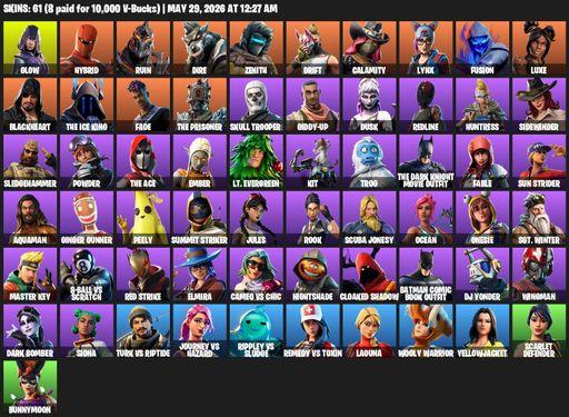 [PC/PSN/XBOX] | 61 skins | Reaper Axe | Glow | Hybrid | Ruin | Dire | Zenith | Drift | Calamity | Lynx | Fusion | Luxe | Blackheart | The Ice King | Full Access