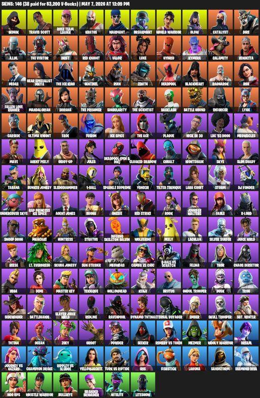 [PC/PSN] | 146 skins | OG STW | IKONIK | Travis Scott | Lara Croft | Rose Team Leader | Kratos | Warpaint | Breakpoint | World Warrior | Glow | Full Access