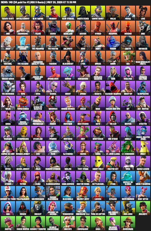 [PC/XBOX] | 149 skins | Merry Mint Axe | Travis Scott | Royale Knight | Blue Squire | Omega | Prodigy | Blue Striker | Darth Vader | Rogue Agent | Full Access