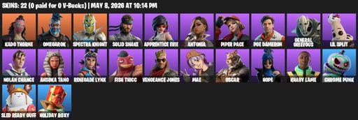 [PC/XBOX] | 22 skins | Kado Thorne | Omegarok | Spectra Knight | Solid Snake | Apprentice Evie | Antonia | Piper Pace | Poe Dameron | General Grievous | Full Access