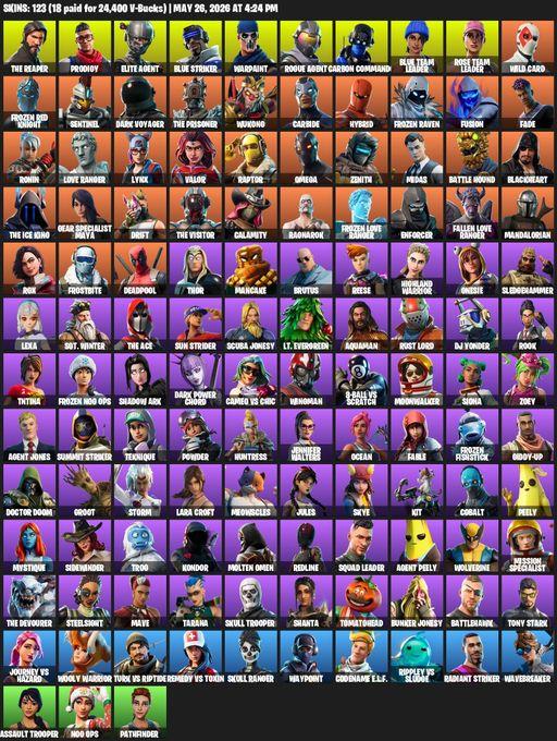 [PC/XBOX] | 123 skins | Take The L | OG STW | The Reaper | Elite Agent | Omega | Lara Croft | Prodigy | Blue Striker | Warpaint | Rogue Agent | Full Access