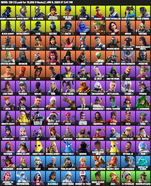 [PC/XBOX] | 120 skins | 1050 V-bucks | Leviathan Axe | Floss | Black Knight | Sparkle Specialist | Royale Knight | Blue Squire | Omega | Lara Croft | Full Access