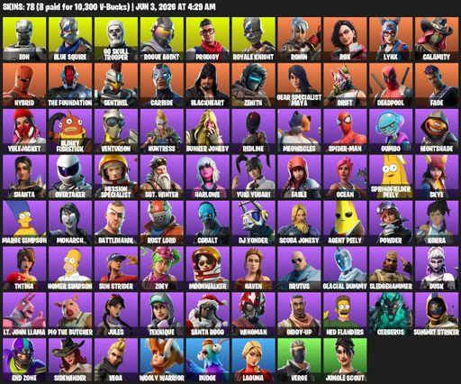 [PC/PSN/XBOX] | 78 skins | Take The L | OG Skull Trooper | Royale Knight | Blue Squire | Eon | Rogue Agent | Prodigy | Ronin | Rox | Lynx | Calamity | Full Access