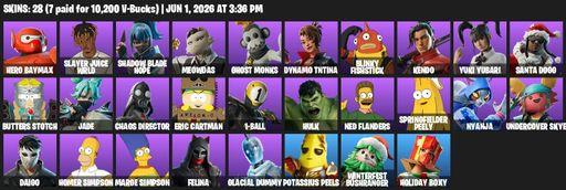 [PC/PSN/XBOX] | 28 skins | Hero Baymax | Slayer Juice WRLD | Shadow Blade Hope | Meowdas | GHOST Monks | Dynamo TNTina | Blinky Fishstick | Kendo | Full Access