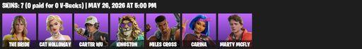 [PC/PSN/XBOX] | 7 skins | 600 V-bucks | The Bride | Cat Holloway | Carter Wu | Kingston | Miles Cross | Carina | Marty McFly | Void Walker's Claws | Full Access