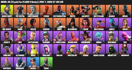 [PC/PSN/XBOX] | 44 skins | Omega | Rogue Agent | The Visitor | Love Ranger | Hybrid | The Foundation | Vertex | Calamity | Sky Stalker | Shogun | Full Access