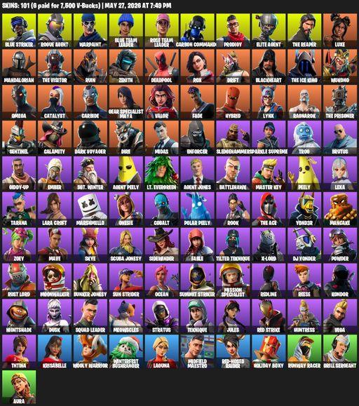 [PC/XBOX] | 101 skins | Take The L | OG STW | The Reaper | Elite Agent | Omega | Lara Croft | Blue Striker | Rogue Agent | Warpaint | Blue Team Leader | Full Access