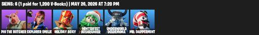[PC/PSN/XBOX] | 6 skins | Pig the Butcher | Explorer Emilie | Holiday Boxy | Winterfest Bushranger | Underworld Desdemona | Mr. Dappermint | Full Access