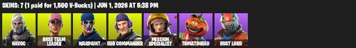 [PC/PSN/XBOX] | 7 skins | 1050 V-bucks | OG STW | Havoc | Rose Team Leader | Warpaint | Sub Commander | Mission Specialist | Tomatohead | Rust Lord | Full Access