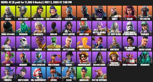 [PC] | 47 skins | Take The L | The Reaper | Elite Agent | Omega | Havoc | Sub Commander | Carbide | Raven | Drift | Valor | The Visitor | Dark Voyager | Full Access