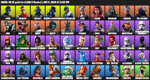 [PC] | 50 skins | Fixer | Prodigy | Trilogy | Carbon Commando | Point Patroller | Lynx | Valor | Enforcer | Carbide | The Ice King | Dire | Calamity | Full Access