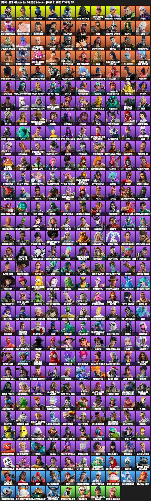 [PC] | 328 skins | OG STW | Lara Croft | Xander | Major Glory | Sultura | Warpaint | Breakpoint | Darth Vader | Rose Team Leader | Blizzard Bomber | Full Access