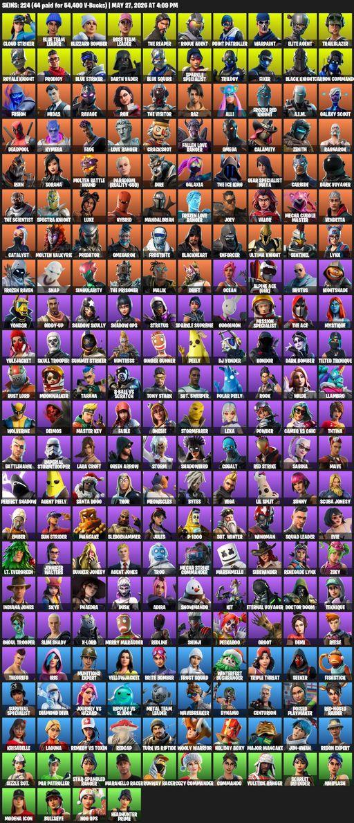 [PC/XBOX] | 224 skins | Merry Mint Axe | Floss | Take The L | OG STW | Black Knight | Sparkle Specialist | Royale Knight | The Reaper | Elite Agent | Full Access