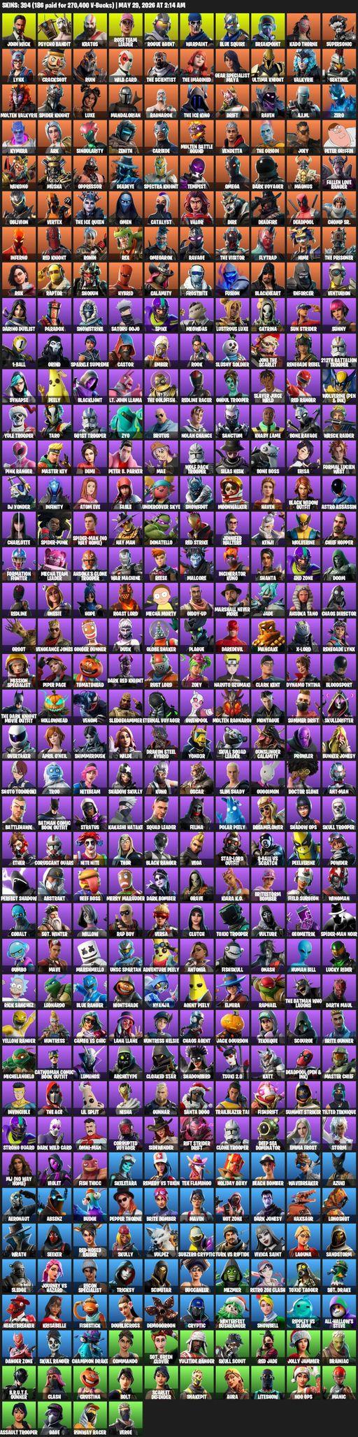 [PC] | 394 skins | Leviathan Axe | Take The L | OG STW | Blue Squire | Omega | John Wick | Psycho Bandit | Kratos | Rose Team Leader | Rogue Agent | Full Access