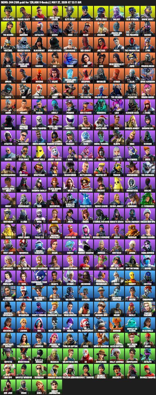 [PC/XBOX] | 244 skins | Take The L | OG STW | Travis Scott | Galaxy | The Reaper | Elite Agent | Omega | Lara Croft | Trailblazer | Prodigy | Full Access