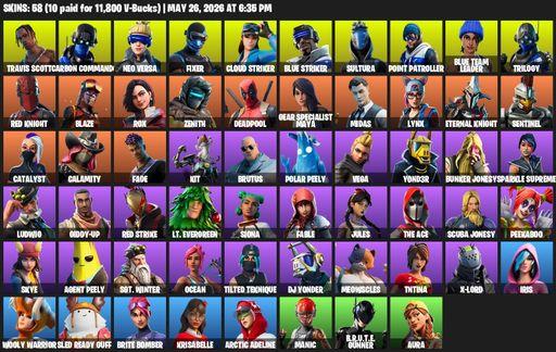 [PC/XBOX] | 58 skins | Travis Scott | Carbon Commando | Neo Versa | Fixer | Cloud Striker | Blue Striker | Sultura | Point Patroller | Full Access