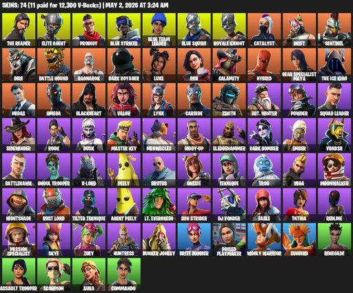 [PC/XBOX] | 74 skins | Take The L | Royale Knight | The Reaper | Elite Agent | Blue Squire | Omega | Prodigy | Blue Striker | Blue Team Leader | Full Access