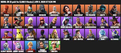 [PC/PSN/XBOX] | 35 skins | Hybrid | Drift | Sentinel | Enforcer | Ragnarok | Rox | Blackheart | The Prisoner | Zenith | Ruin | Lynx | Calamity | Ember | Full Access