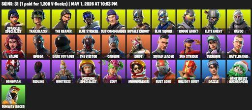 [PC/PSN/XBOX] | 31 skins | Take The L | Floss | Sparkle Specialist | Royale Knight | The Reaper | Elite Agent | Blue Squire | Omega | Trailblazer | Full Access