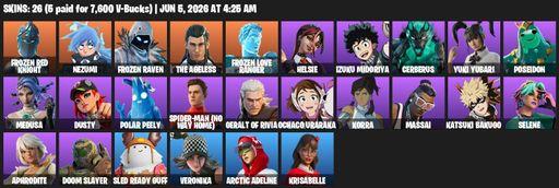 [PC/PSN/XBOX] | 26 skins | Frozen Red Knight | Nezumi | Frozen Raven | The Ageless | Frozen Love Ranger | Helsie | Izuku Midoriya | Cerberus | Full Access