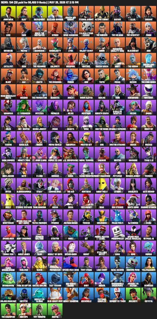[PC/XBOX] | 194 skins | Merry Mint Axe | Lara Croft | John Wick | Aloy | Breakpoint | Blizzard Bomber | Frozen Red Knight | Eternal Knight | Full Access