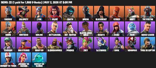 [PC/PSN] | 33 skins | Omega | Carbide | Calamity | Lynx | Valor | Zenith | Blackheart | Hybrid | Drift | The Visitor | Ronin | Huntress | Redline | Full Access