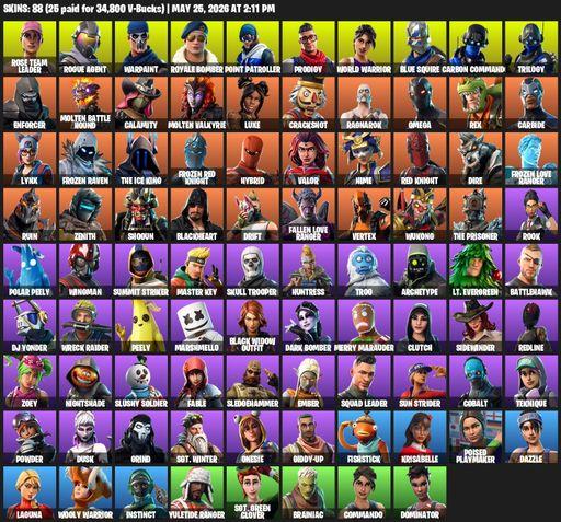 [PC] | 88 skins | OG STW | Blue Squire | Omega | Reaper Axe | Rose Team Leader | Rogue Agent | Warpaint | Royale Bomber | Point Patroller | Prodigy | Full Access