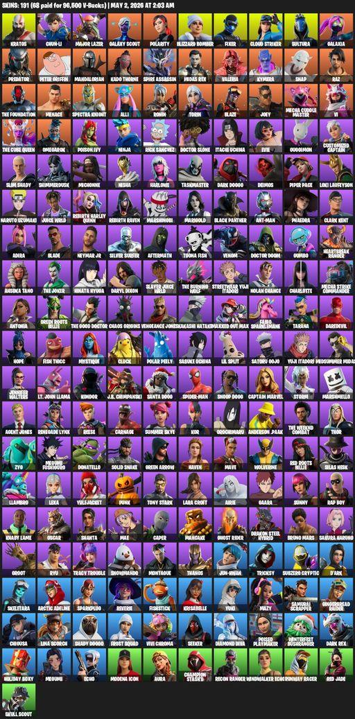 [PC/PSN/XBOX] | 191 skins | Leviathan Axe | Lara Croft | Kratos | Chun-Li | Major Lazer | Galaxy Scout | Polarity | Blizzard Bomber | Fixer | Full Access