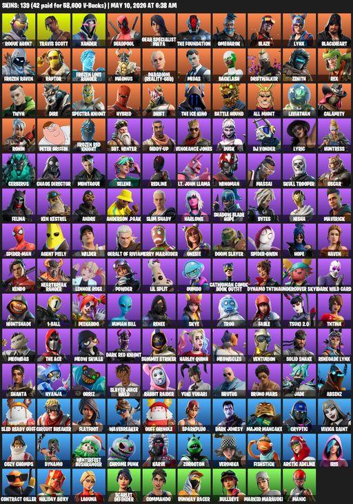 [PC/XBOX] | 139 skins | Travis Scott | Rogue Agent | Xander | Deadpool | Gear Specialist Maya | The Foundation | Omegarok | Blaze | Lynx | Blackheart | Full Access