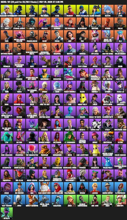 [PC] | 161 skins | Lara Croft | Reaper Axe | Blizzard Bomber | Carbon Commando | Trilogy | Neo Versa | Fixer | Prodigy | Point Patroller | Full Access