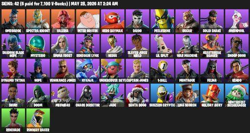 [PC/XBOX] | 42 skins | Omegarok | Spectra Knight | Valeria | Peter Griffin | Hero Baymax | Daigo | Peelverine | Oscar | Solid Snake | Gwenpool | Full Access