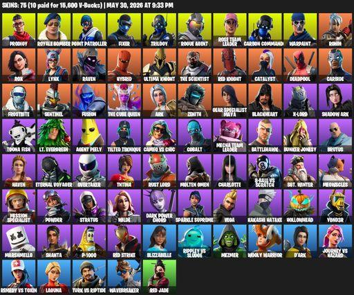 [PC/PSN/XBOX] | 75 skins | 850 V-bucks | OG STW | Prodigy | Royale Bomber | Point Patroller | Fixer | Trilogy | Rogue Agent | Rose Team Leader | Full Access
