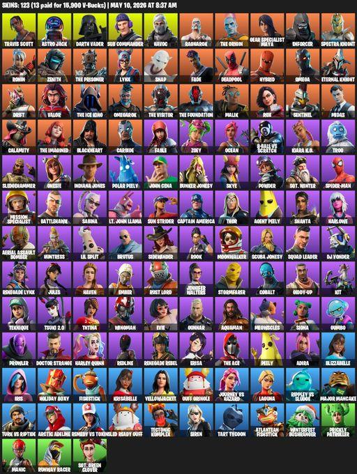 [PC/XBOX] | 123 skins | 900 V-bucks | Take The L | Travis Scott | Omega | Astro Jack | Darth Vader | Sub Commander | Havoc | Ragnarok | The Origin | Full Access