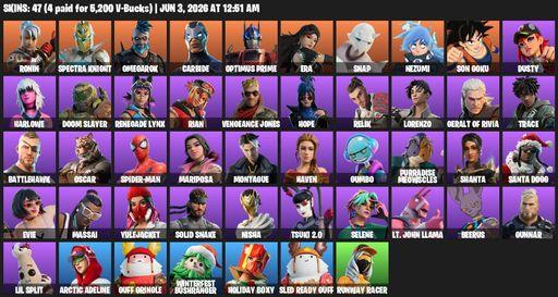 [PC/XBOX] | 47 skins | Ronin | Spectra Knight | Omegarok | Carbide | Optimus Prime | Era | Snap | Nezumi | Son Goku | Dusty | Harlowe | Doom Slayer | Full Access