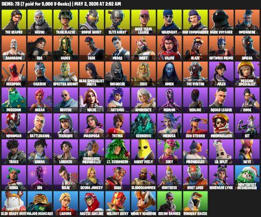 [PC/PSN/XBOX] | 78 skins | Merry Mint Axe | Take The L | OG STW | The Reaper | Elite Agent | Omega | Havoc | Trailblazer | Rogue Agent | Full Access