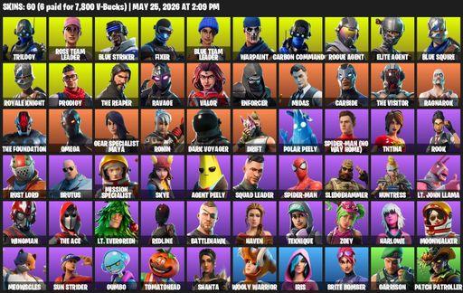 [PC/XBOX] | 60 skins | Take The L | OG STW | Royale Knight | The Reaper | Elite Agent | Blue Squire | Omega | Trilogy | Rose Team Leader | Full Access