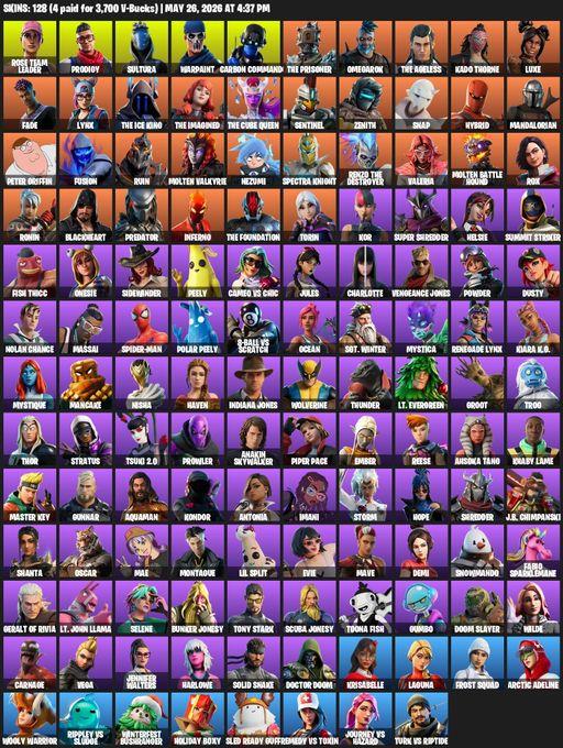 [PC/XBOX] | 128 skins | OG STW | Reaper Axe | Rose Team Leader | Prodigy | Sultura | Warpaint | Carbon Commando | The Prisoner | Omegarok | Full Access