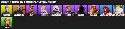 [PC/XBOX] | 11 skins | Wildcat | Mandalorian | Mave | Lexa | Snowmando | Reese | Kondor | Mancake | Arctic Adeline | Sled Ready Guff | Aura | Full Access