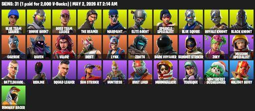 [PC/XBOX] | 31 skins | Take The L | Floss | OG STW | Black Knight | Sparkle Specialist | Royale Knight | The Reaper | Elite Agent | Blue Squire | Full Access